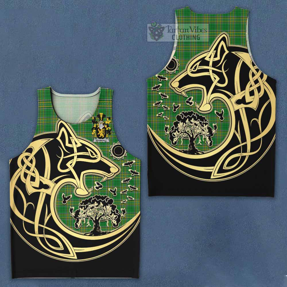 Tartan Vibes Clothing Bramhall Irish Tartan Men's Tank Top with Coat of Arms Celtic Wolf Style