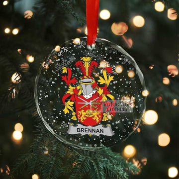 Brennan Irish Clan Christmas Glass Ornament with Coat of Arms