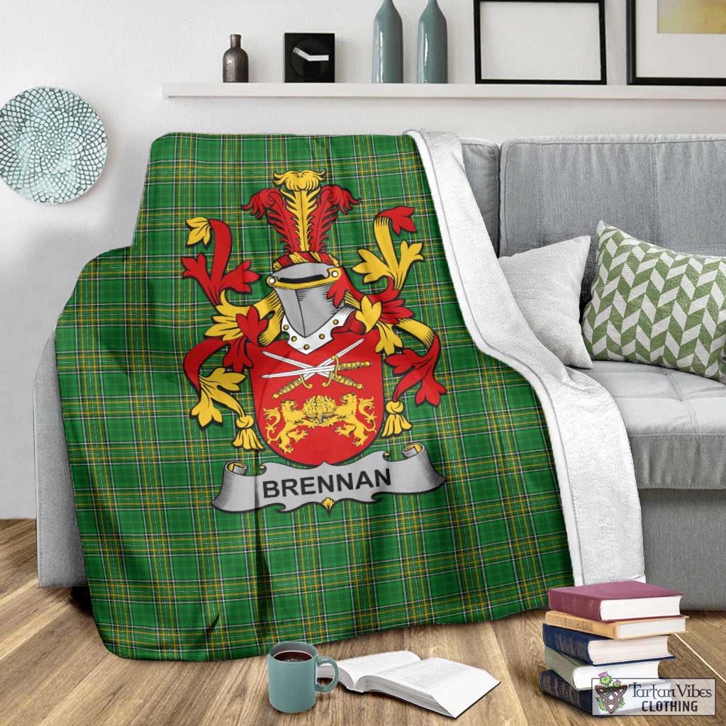 Brennan Irish Clan Tartan Blanket with Coat of Arms - Tartan Vibes Clothing