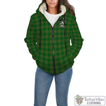 Brenock Irish Clan Tartan Sherpa Hoodie with Coat of Arms - Tartan Vibes Clothing