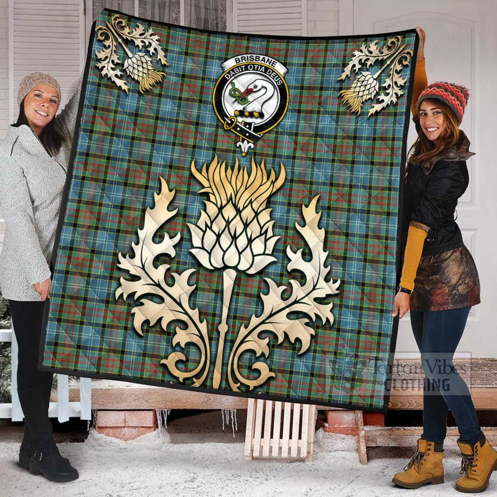 Tartan Vibes Clothing Brisbane Tartan Quilt with Family Crest and Golden Thistle Style