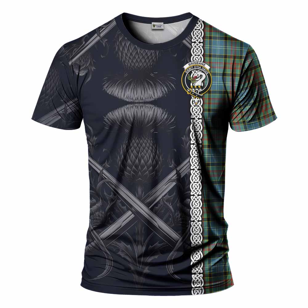 Tartan Vibes Clothing Brisbane Tartan T-Shirt with Family Crest Cross Sword Thistle Celtic Vibes