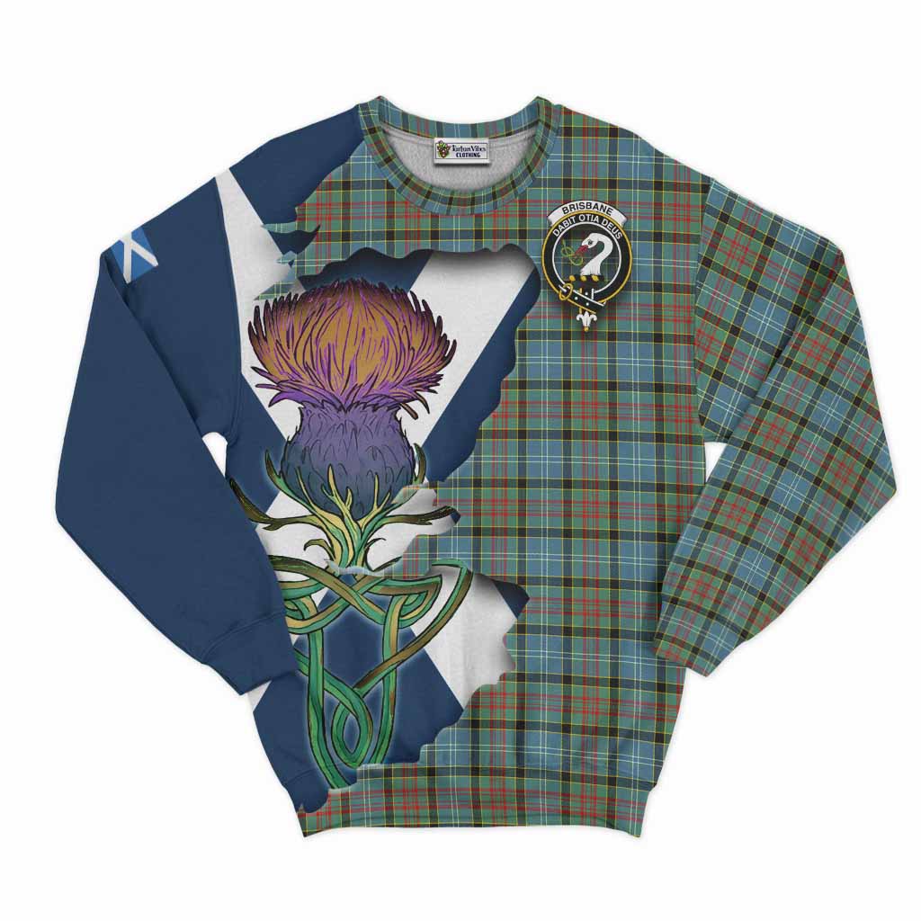 Brisbane Tartan Family Crest Sweatshirt Scottish Thistle Celtic Inspired Unisex - Tartan Vibes Clothing