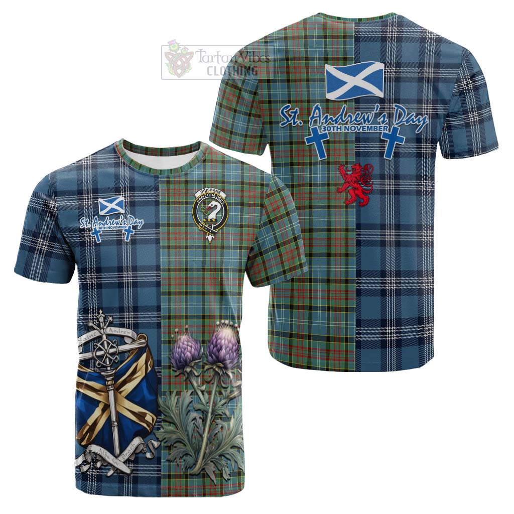 Tartan Vibes Clothing Brisbane Tartan Cotton T-shirt Happy St. Andrew's Day Half Tartan Style