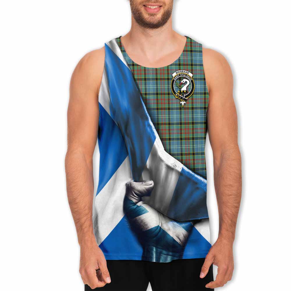 Tartan Vibes Clothing Brisbane Tartan Men's Tank Top with Family Crest Scotland Patriotic Style