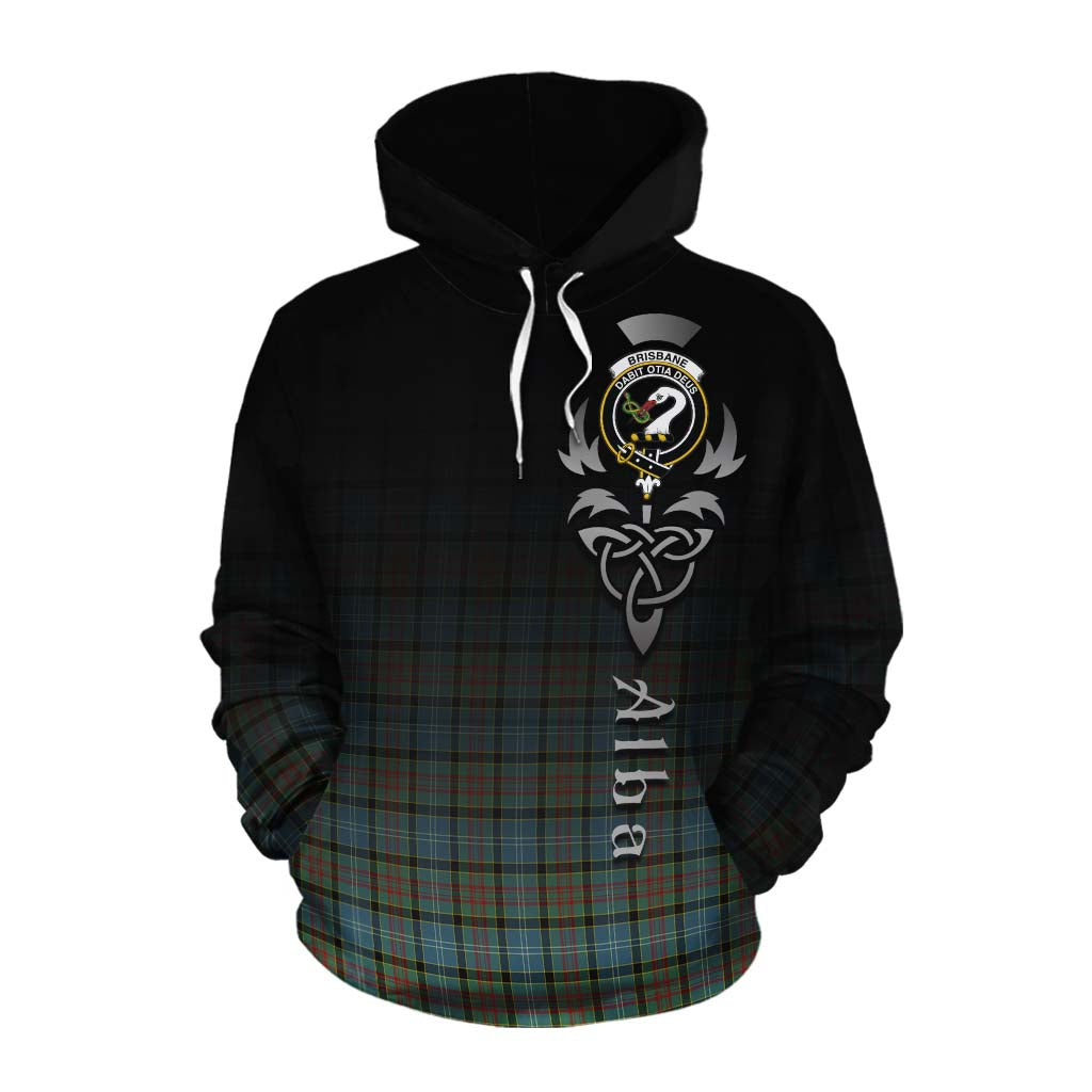 Tartan Vibes Clothing Brisbane Tartan Cotton Hoodie Featuring Alba Gu Brath Family Crest Celtic Inspired