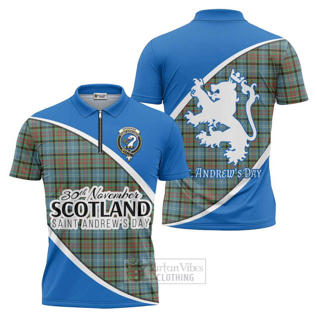 Tartan Vibes Clothing Brisbane Family Crest Tartan Zipper Polo Shirt Celebrate Saint Andrew's Day in Style