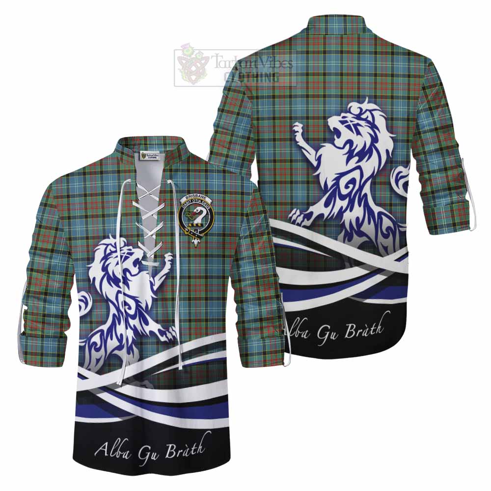 Tartan Vibes Clothing Brisbane Tartan Ghillie Kilt Shirt with Alba Gu Brath Regal Lion Emblem