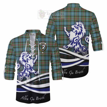 Brisbane Tartan Ghillie Kilt Shirt with Alba Gu Brath Regal Lion Emblem