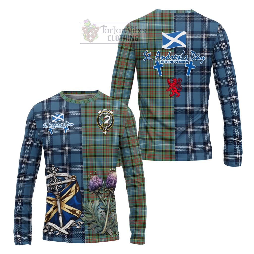 Tartan Vibes Clothing Brisbane Tartan Long Sleeve T-Shirt Happy St. Andrew's Day Half Tartan Style