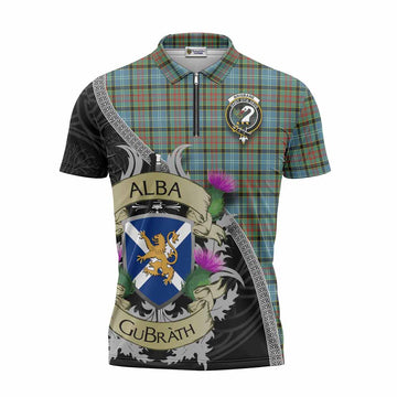 Brisbane Tartan Family Crest Zipper Polo Shirt Lion Rampant Royal Thistle Shield Celtic Inspired Unisex - Tartan Vibes Clothing
