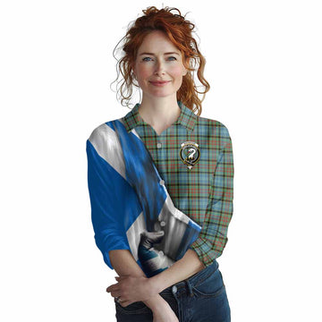 Brisbane Tartan Women's Casual Shirt with Family Crest Scotland Patriotic Style