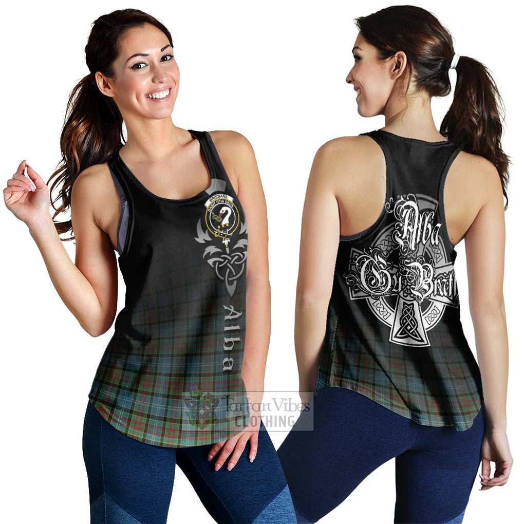 Tartan Vibes Clothing Brisbane Tartan Women's Racerback Tanks Featuring Alba Gu Brath Family Crest Celtic Inspired