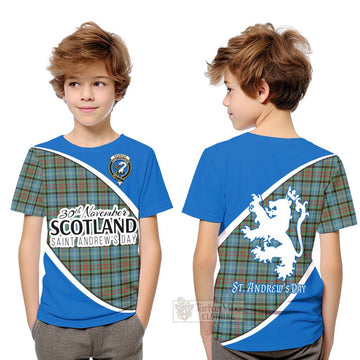 Brisbane Family Crest Tartan Kid T-Shirt Celebrate Saint Andrew's Day in Style