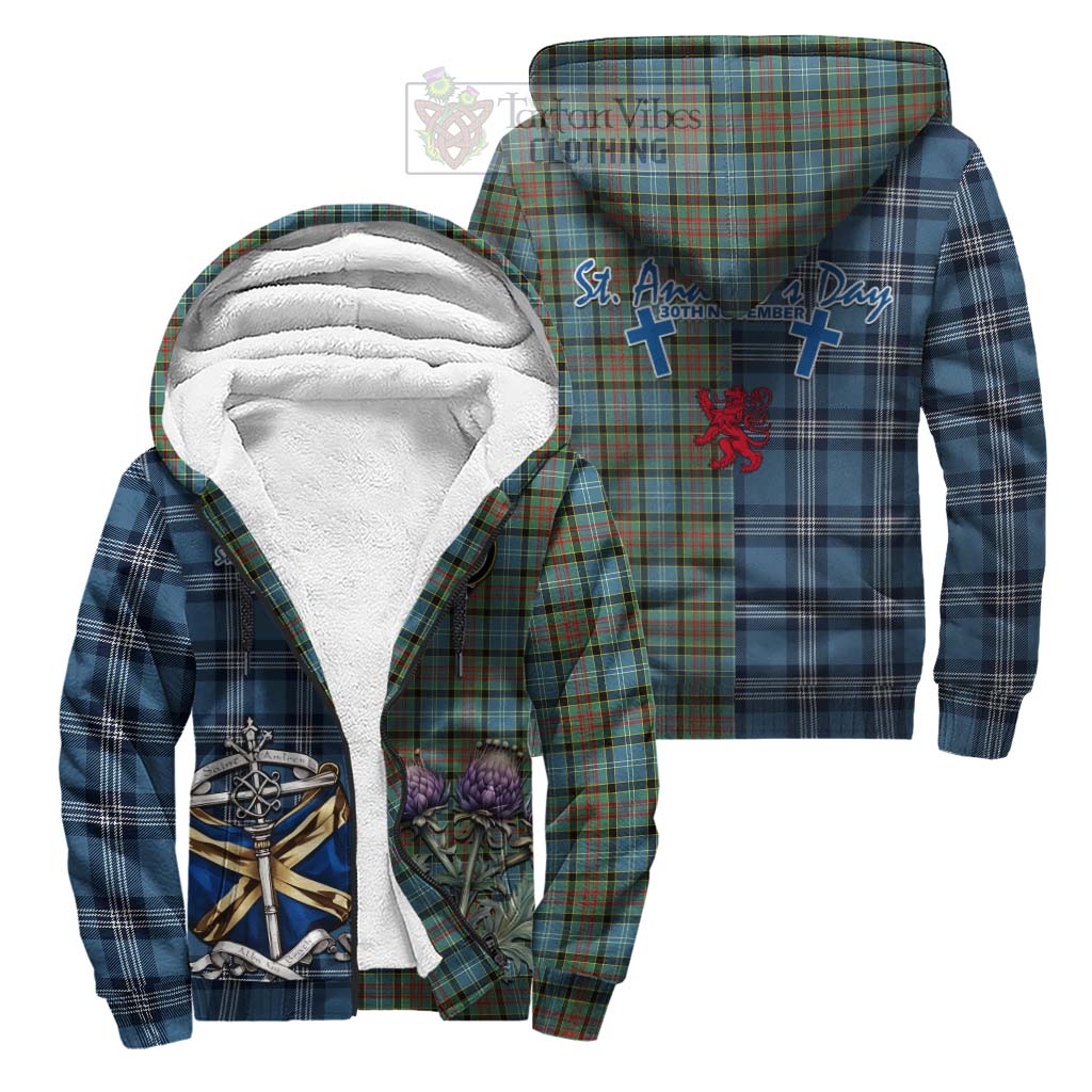 Tartan Vibes Clothing Brisbane Tartan Sherpa Hoodie Happy St. Andrew's Day Half Tartan Style