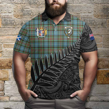 Brisbane Crest Tartan Polo Shirt with New Zealand Silver Fern Half Style