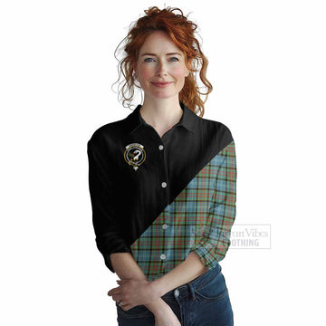 Brisbane Tartan Women's Casual Shirt with Family Crest and Military Logo Style