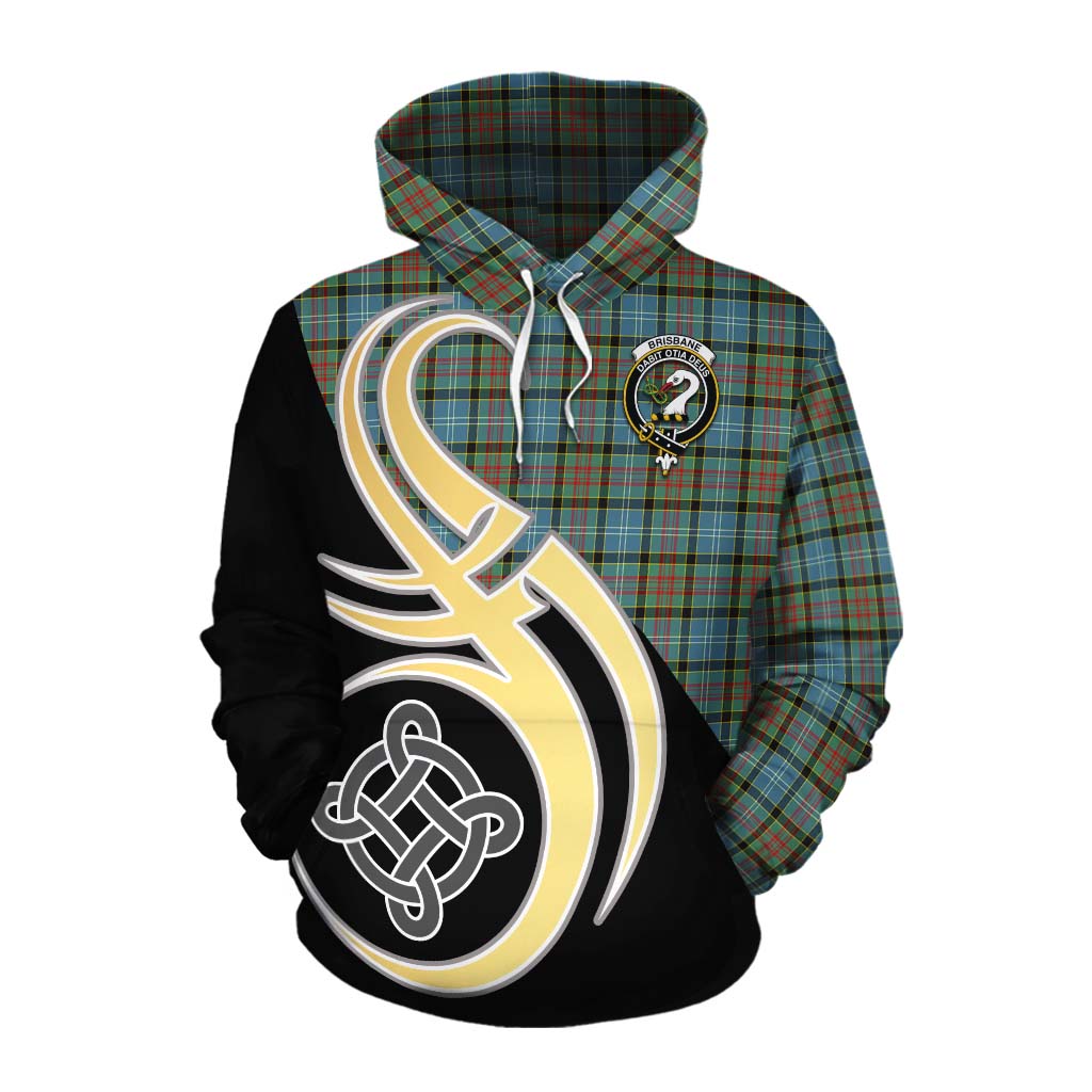 Tartan Vibes Clothing Brisbane Tartan Cotton Hoodie with Family Crest and Celtic Symbol Style