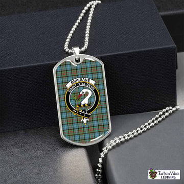 Brisbane Tartan Dog Tag Necklace with Family Crest