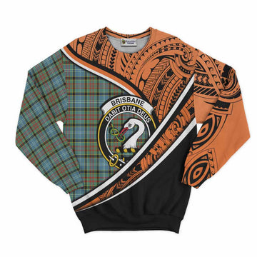 Brisbane Crest Tartan Sweatshirt with Polynesian Vibes Style - Orange Version