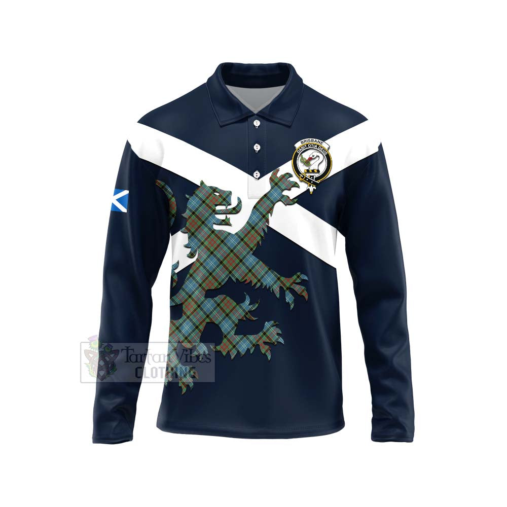 Tartan Vibes Clothing Brisbane Tartan Lion Rampant Long Sleeve Polo Shirt – Proudly Display Your Heritage with Alba Gu Brath and Clan Name