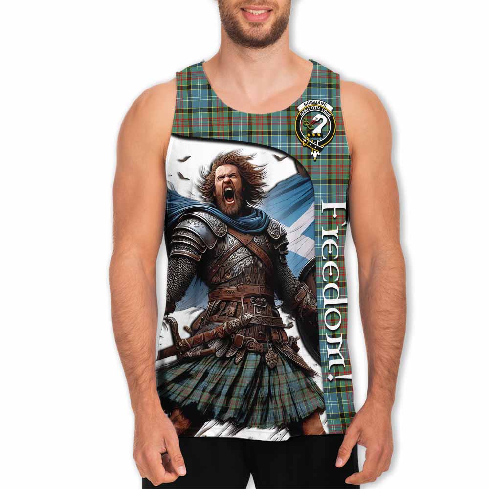 Tartan Vibes Clothing Brisbane Crest Tartan Men's Tank Top Inspired by the Freedom of Scottish Warrior