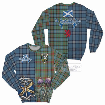 Brisbane Tartan Sweatshirt Happy St. Andrew's Day Half Tartan Style