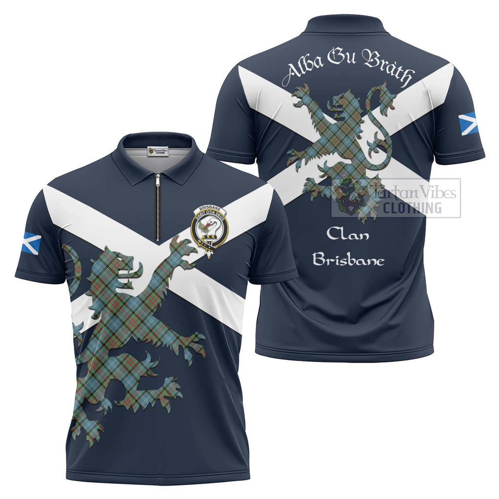 Tartan Vibes Clothing Brisbane Tartan Lion Rampant Zipper Polo Shirt – Proudly Display Your Heritage with Alba Gu Brath and Clan Name