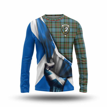 Brisbane Tartan Long Sleeve T-Shirt with Family Crest Scotland Patriotic Style