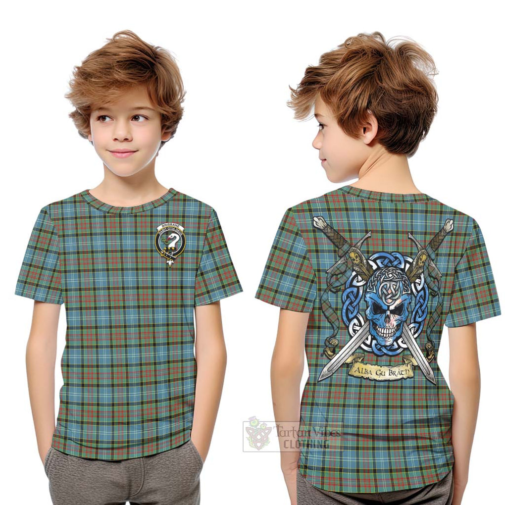 Tartan Vibes Clothing Brisbane Tartan Kid T-Shirt with Family Crest Celtic Skull Style