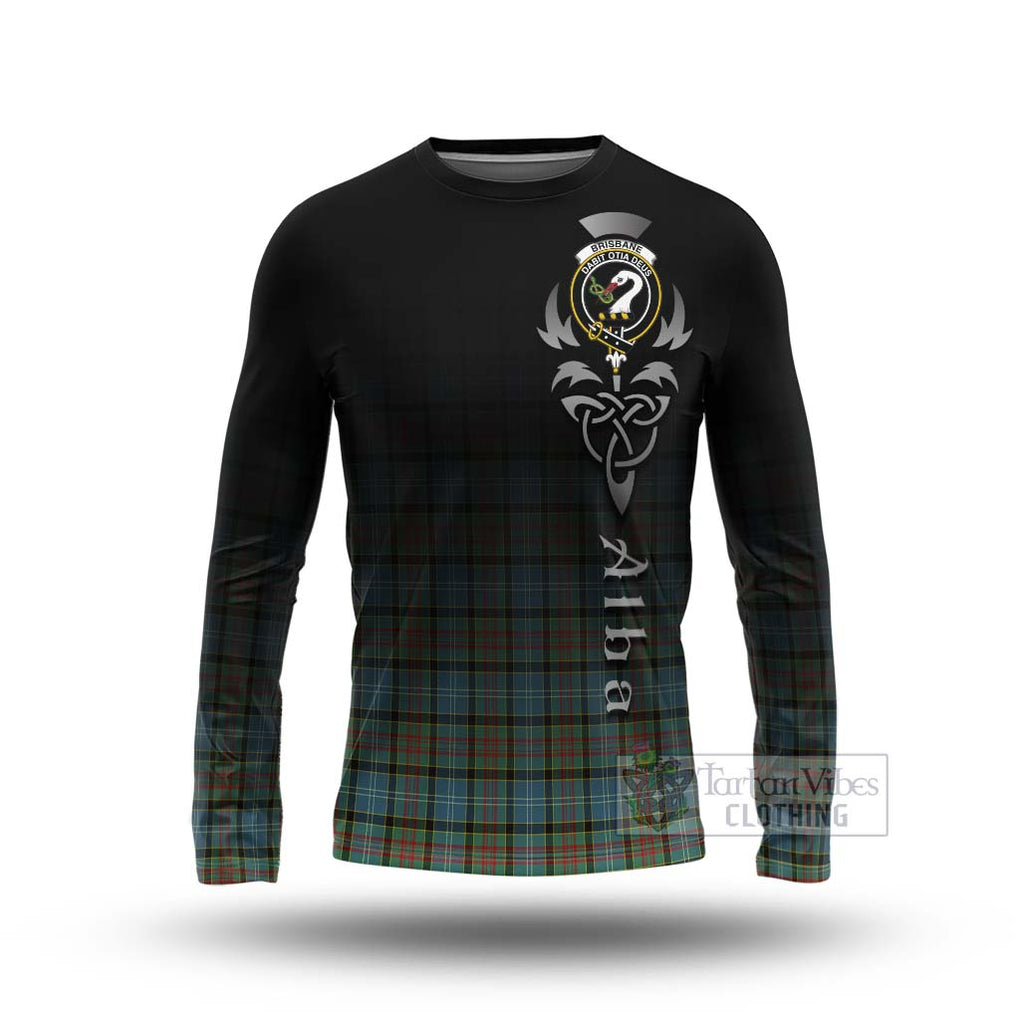 Tartan Vibes Clothing Brisbane Tartan Long Sleeve T-Shirt Featuring Alba Gu Brath Family Crest Celtic Inspired