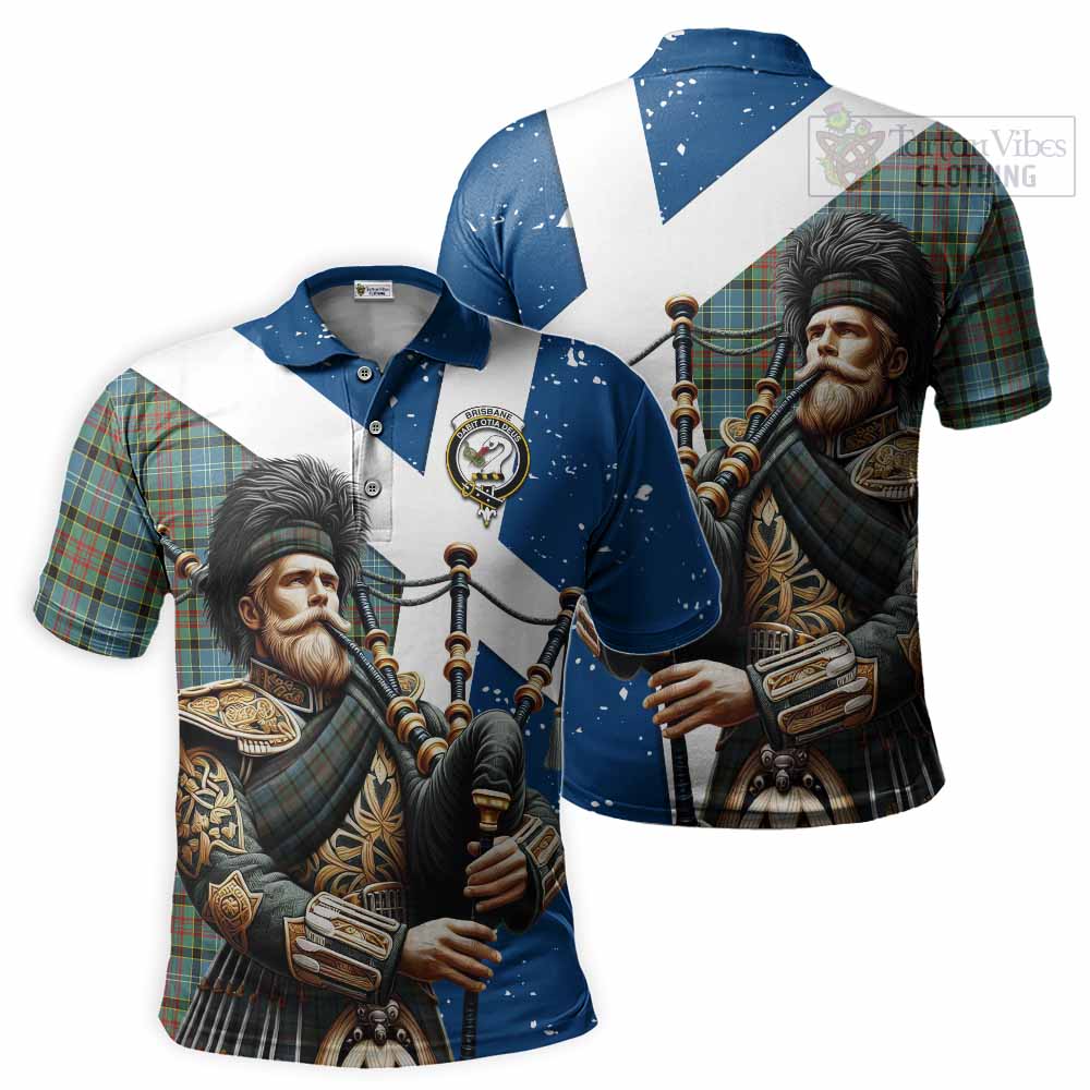 Tartan Vibes Clothing Brisbane Tartan Polo Shirt with Family Crest Scottish Bagpiper Vibes