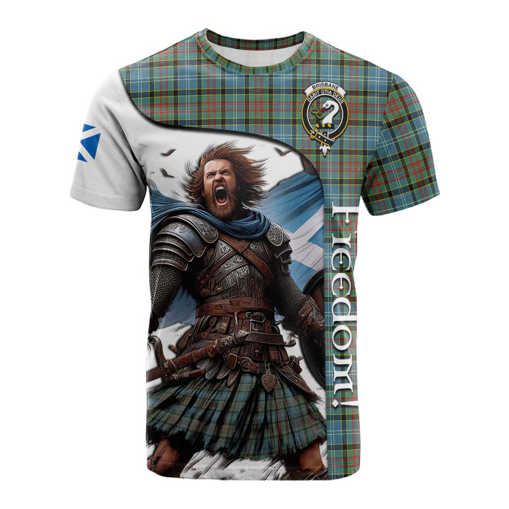 Tartan Vibes Clothing Brisbane Crest Tartan Cotton T-shirt Inspired by the Freedom of Scottish Warrior