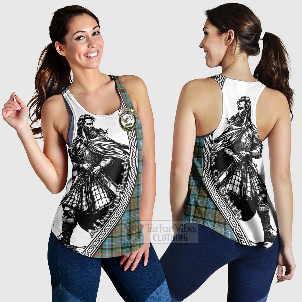 Tartan Vibes Clothing Brisbane Tartan Clan Crest Women's Racerback Tanks with Highlander Warrior Celtic Style