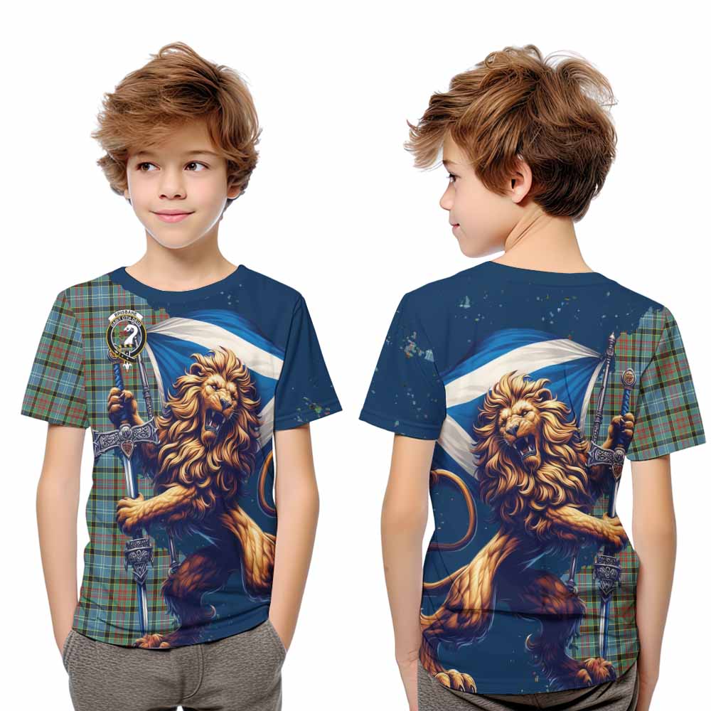 Tartan Vibes Clothing Brisbane Tartan Family Crest Kid T-Shirt with Scottish Majestic Lion