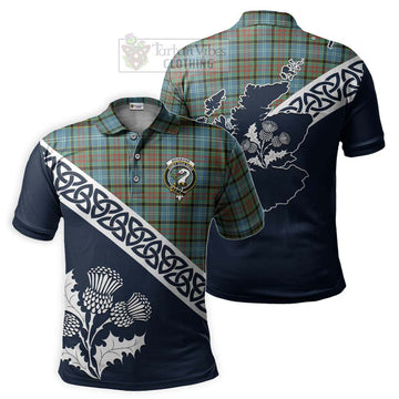 Brisbane Tartan Polo Shirt Featuring Thistle and Scotland Map