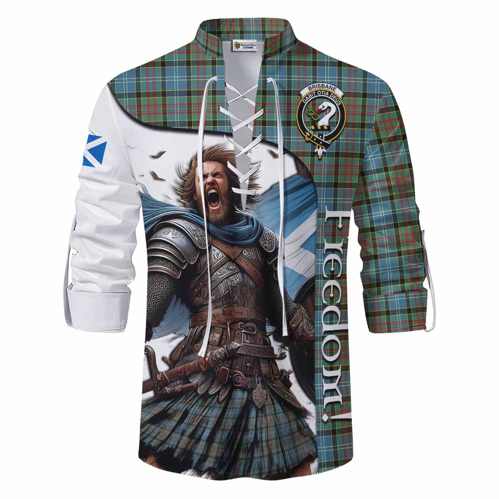 Tartan Vibes Clothing Brisbane Crest Tartan Ghillie Kilt Shirt Inspired by the Freedom of Scottish Warrior