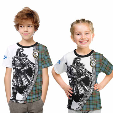 Brisbane Tartan Clan Crest Kid T-Shirt with Highlander Warrior Celtic Style