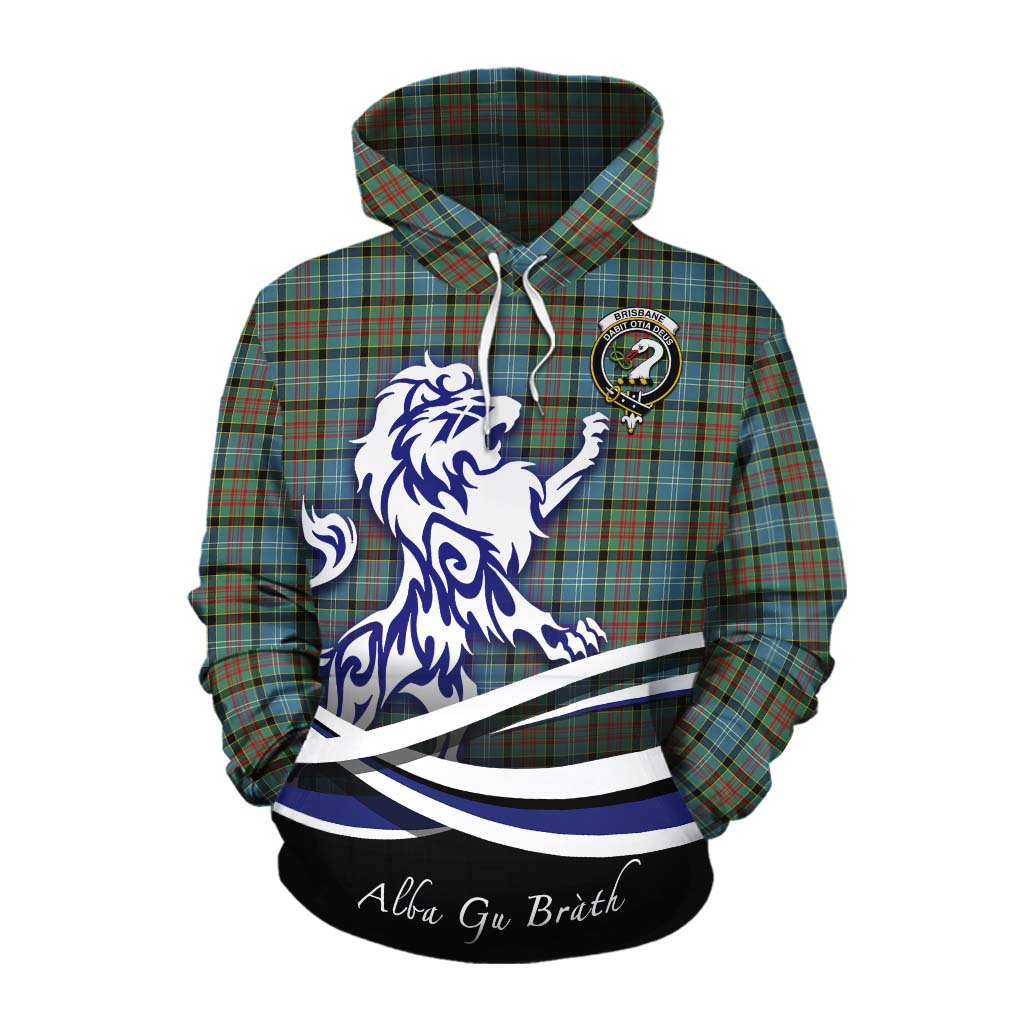 Tartan Vibes Clothing Brisbane Tartan Cotton Hoodie with Alba Gu Brath Regal Lion Emblem