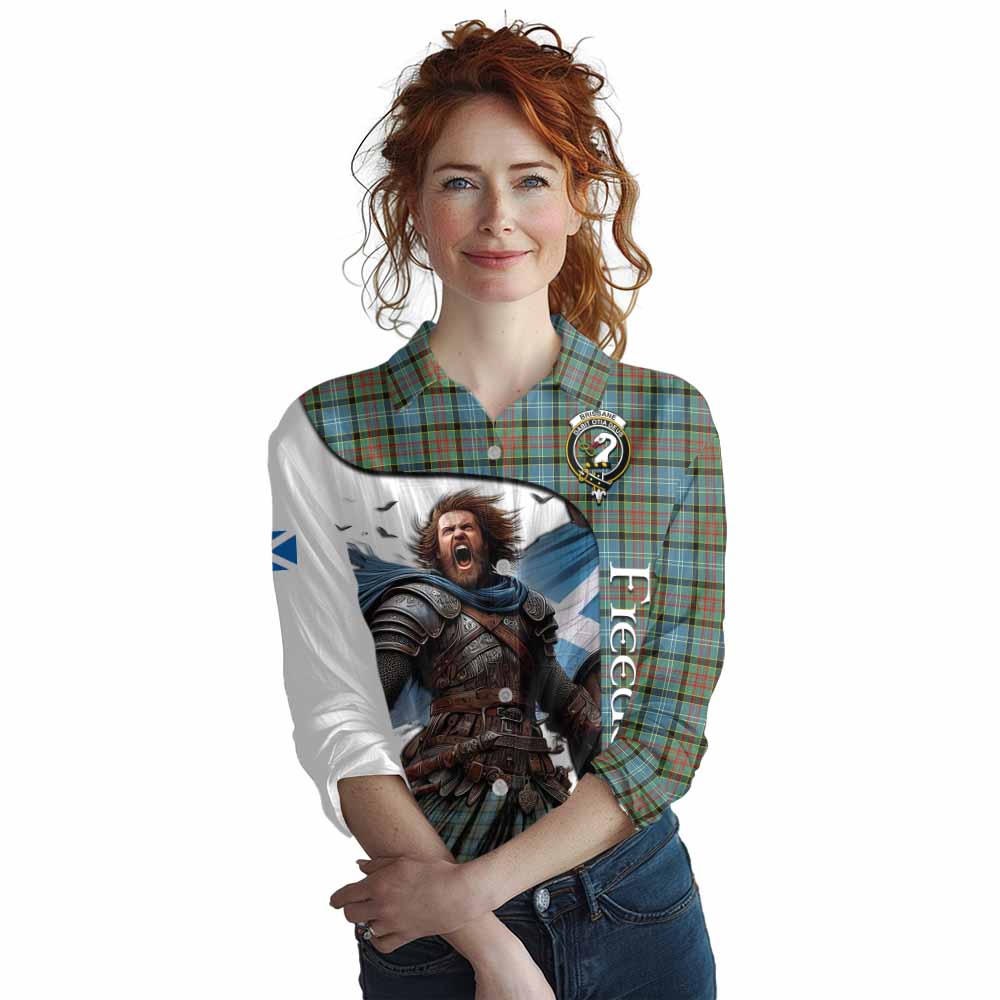 Tartan Vibes Clothing Brisbane Crest Tartan Women's Casual Shirt Inspired by the Freedom of Scottish Warrior