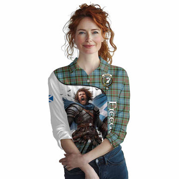 Brisbane Crest Tartan Women's Casual Shirt Inspired by the Freedom of Scottish Warrior