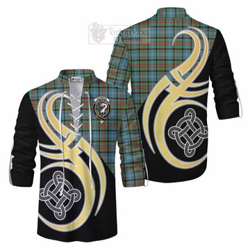 Brisbane Tartan Ghillie Kilt Shirt with Family Crest and Celtic Symbol Style