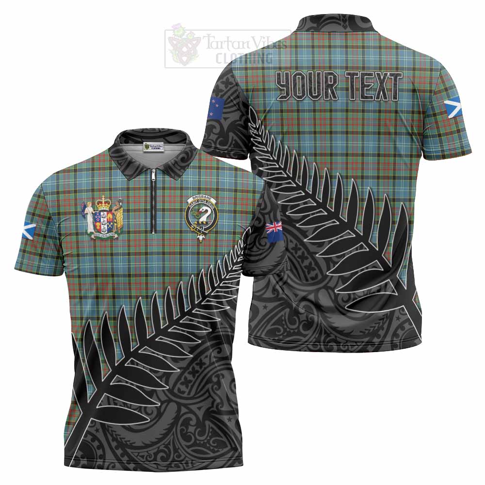 Tartan Vibes Clothing Brisbane Crest Tartan Zipper Polo Shirt with New Zealand Silver Fern Half Style