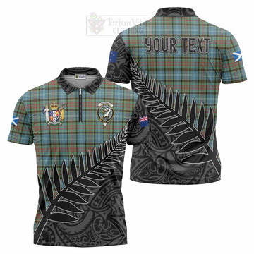 Brisbane Crest Tartan Zipper Polo Shirt with New Zealand Silver Fern Half Style