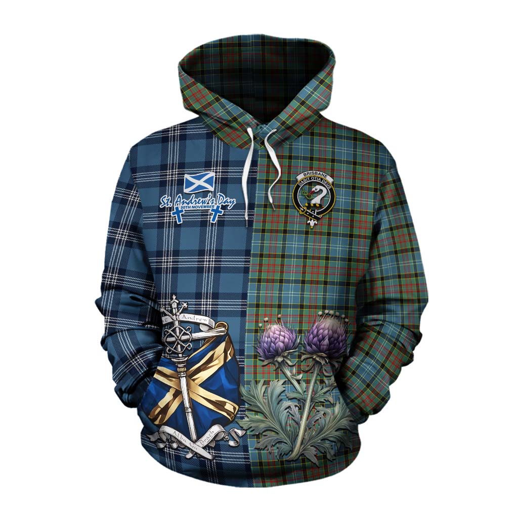 Tartan Vibes Clothing Brisbane Tartan Cotton Hoodie Happy St. Andrew's Day Half Tartan Style