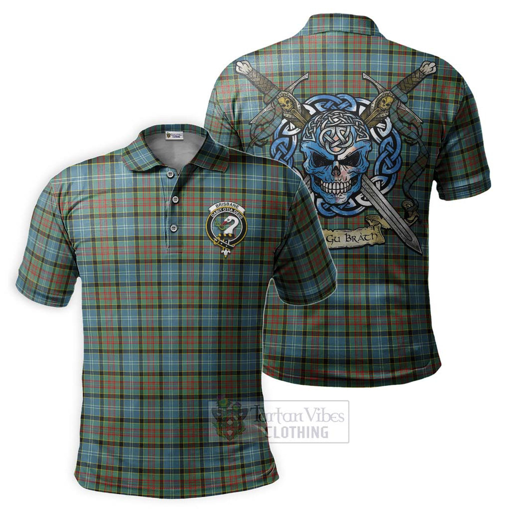 Tartan Vibes Clothing Brisbane Tartan Polo Shirt with Family Crest Celtic Skull Style