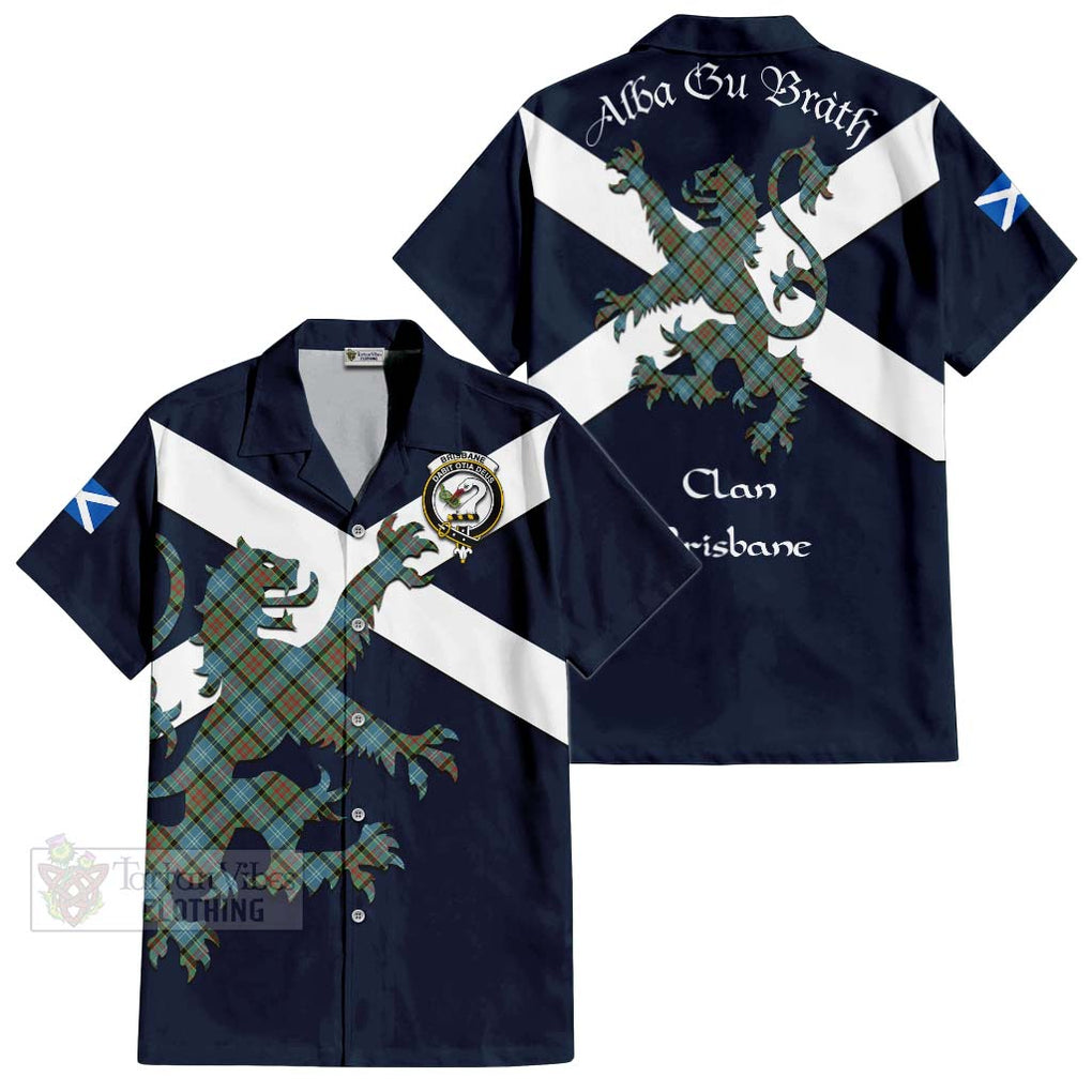 Tartan Vibes Clothing Brisbane Tartan Lion Rampant Short Sleeve Button Shirt – Proudly Display Your Heritage with Alba Gu Brath and Clan Name