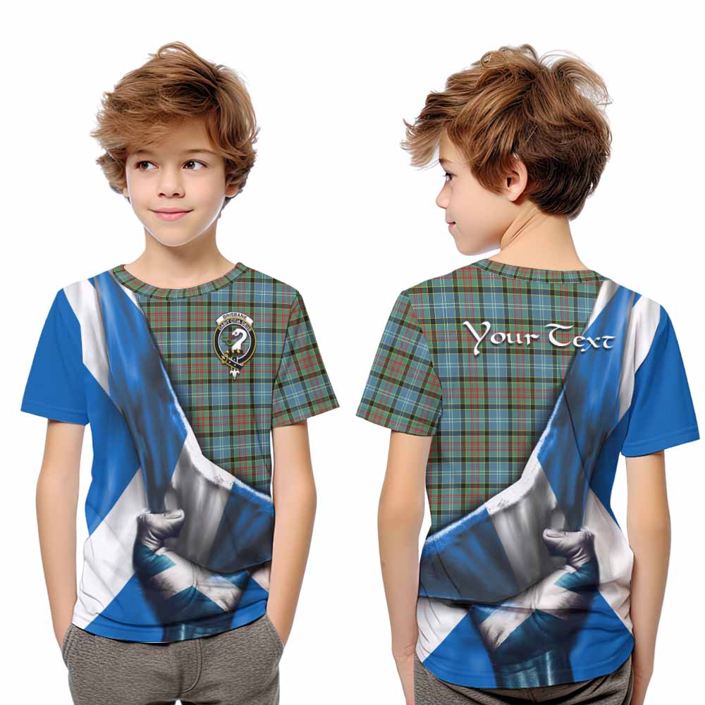 Tartan Vibes Clothing Brisbane Tartan Kid T-Shirt with Family Crest Scotland Patriotic Style