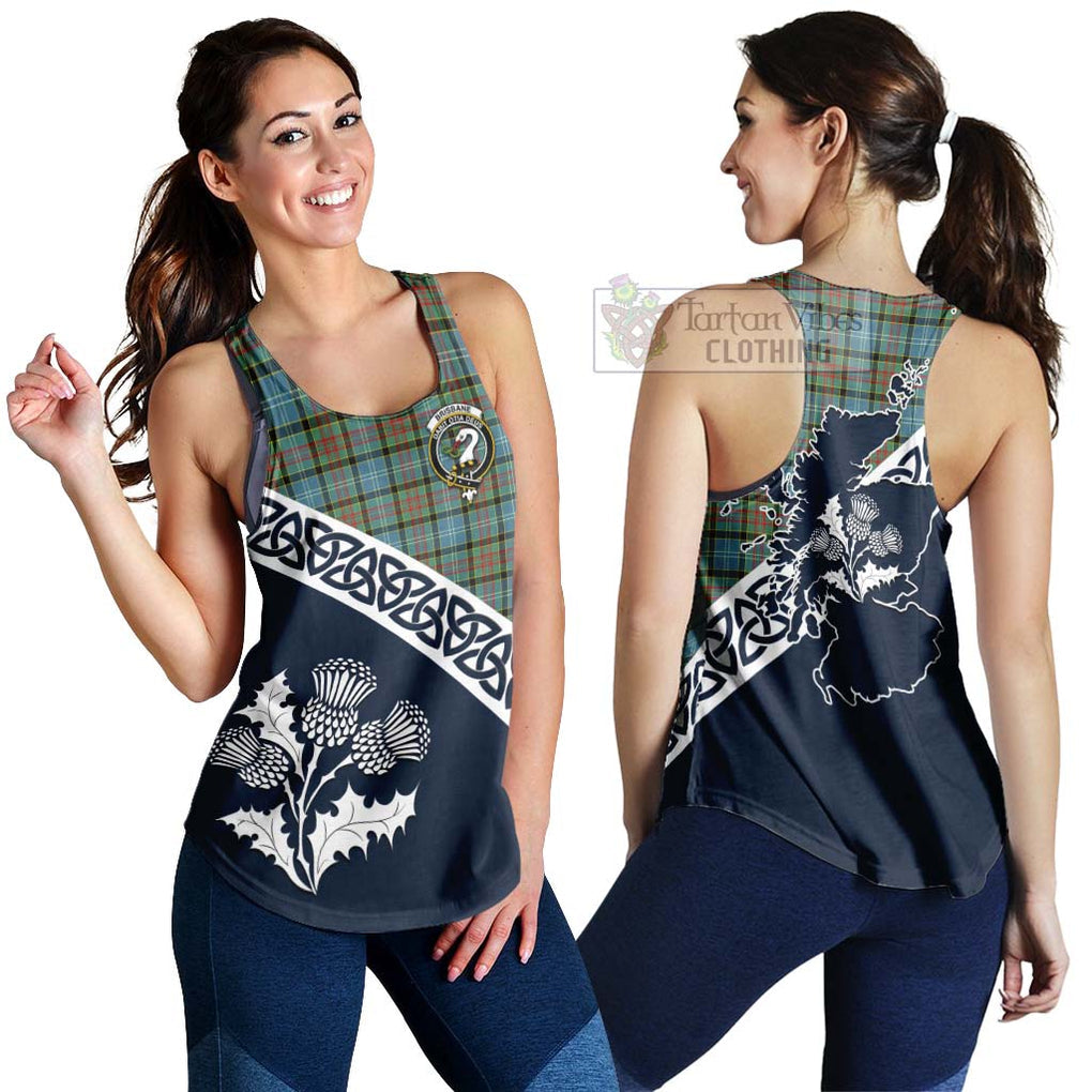 Tartan Vibes Clothing Brisbane Tartan Women's Racerback Tanks Featuring Thistle and Scotland Map