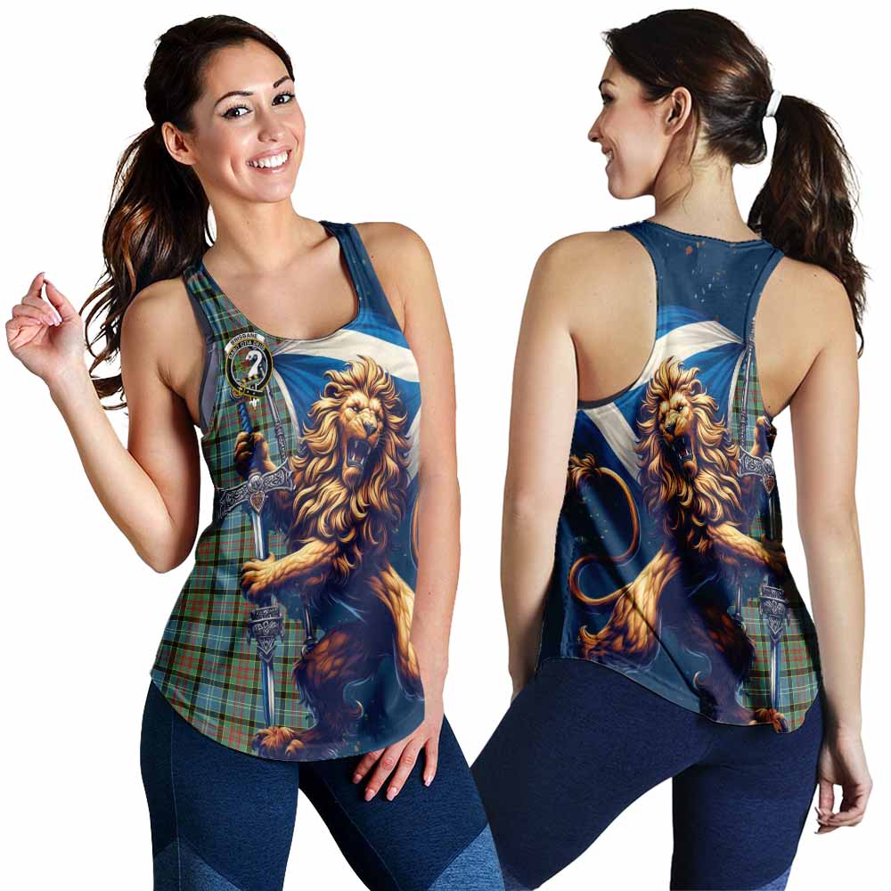 Tartan Vibes Clothing Brisbane Tartan Family Crest Women's Racerback Tanks with Scottish Majestic Lion